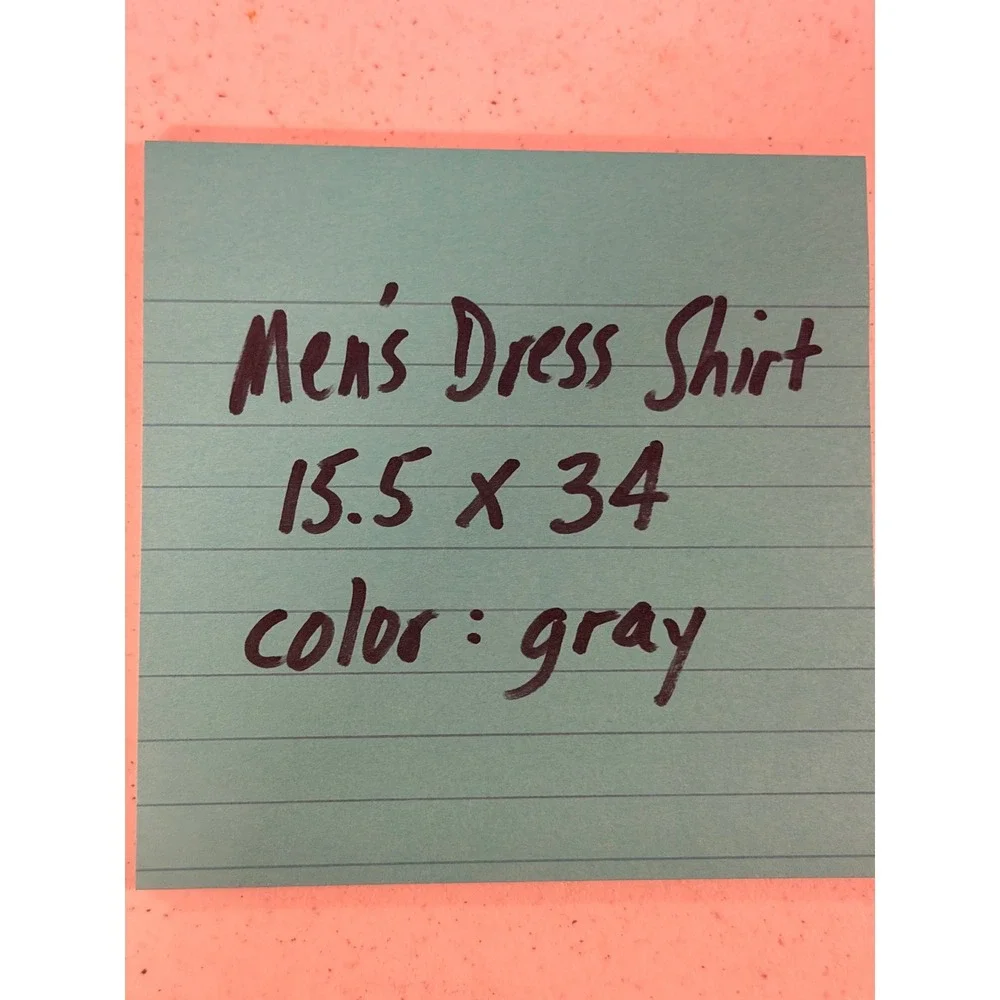 Oakbrook Mens 15.5X34 Gray Button Down Dress Shirt Long Sleeve Cotton‎ Blend